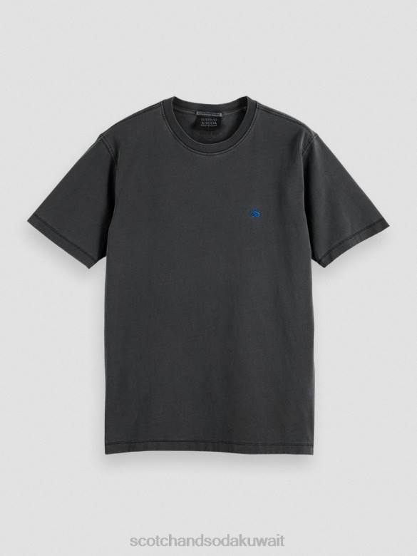 ملابس Scotch & Soda تي شيرت مصبوغ بقصة عادية أسود رجال N0V4430