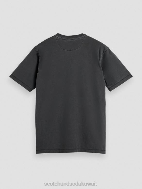 ملابس Scotch & Soda تي شيرت مصبوغ بقصة عادية أسود رجال N0V4430