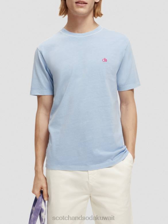 ملابس Scotch & Soda تي شيرت مصبوغ بقصة عادية البحر الأزرق رجال N0V4432
