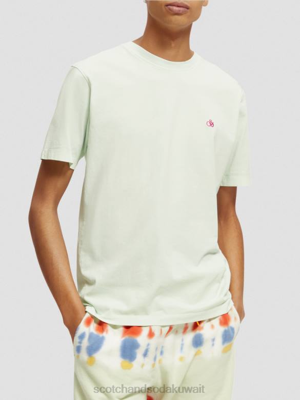 ملابس Scotch & Soda تي شيرت مصبوغ بقصة عادية نعناع رجال N0V4433