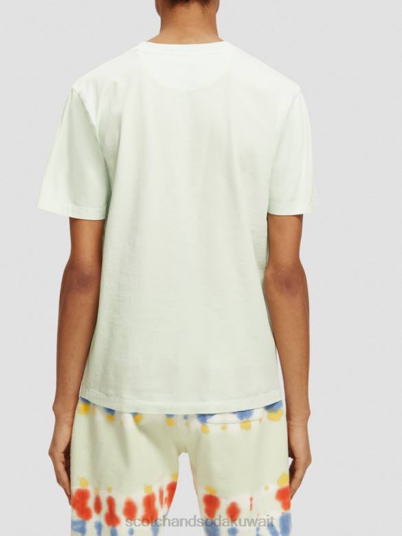 ملابس Scotch & Soda تي شيرت مصبوغ بقصة عادية نعناع رجال N0V4433