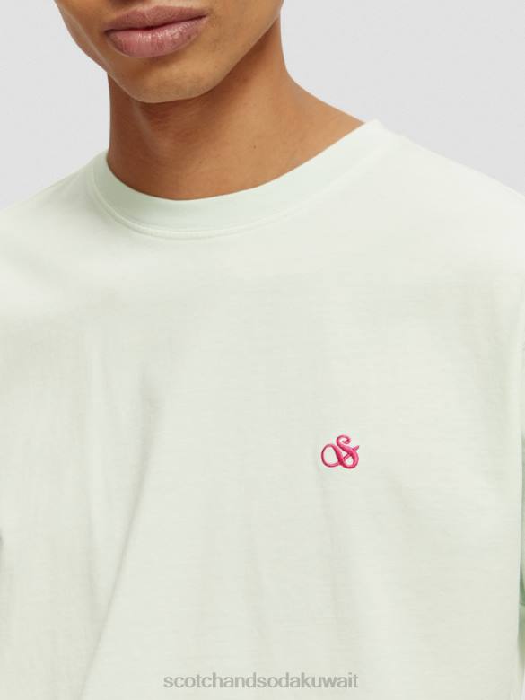 ملابس Scotch & Soda تي شيرت مصبوغ بقصة عادية نعناع رجال N0V4433