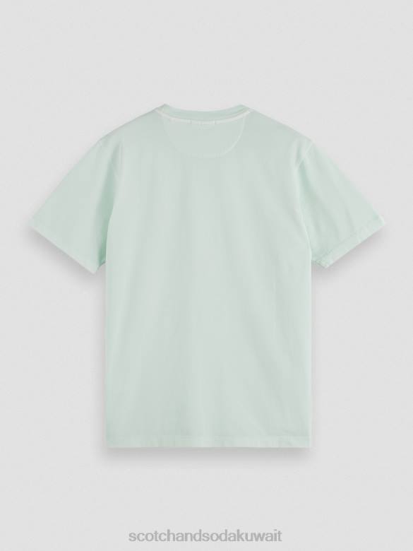 ملابس Scotch & Soda تي شيرت مصبوغ بقصة عادية نعناع رجال N0V4433