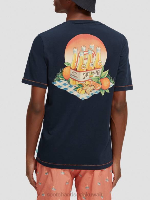 ملابس Scotch & Soda تي شيرت عمل فني مناسب عادي القوات البحرية رجال N0V4434