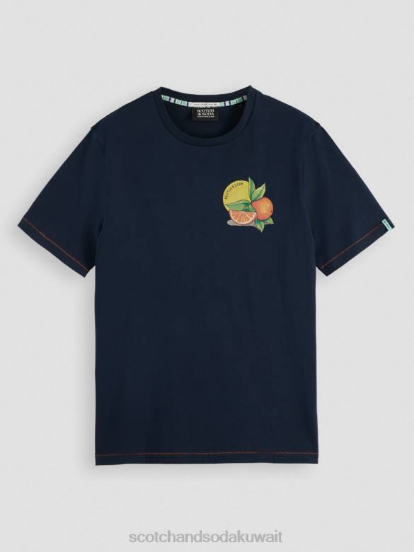 ملابس Scotch & Soda تي شيرت عمل فني مناسب عادي القوات البحرية رجال N0V4434
