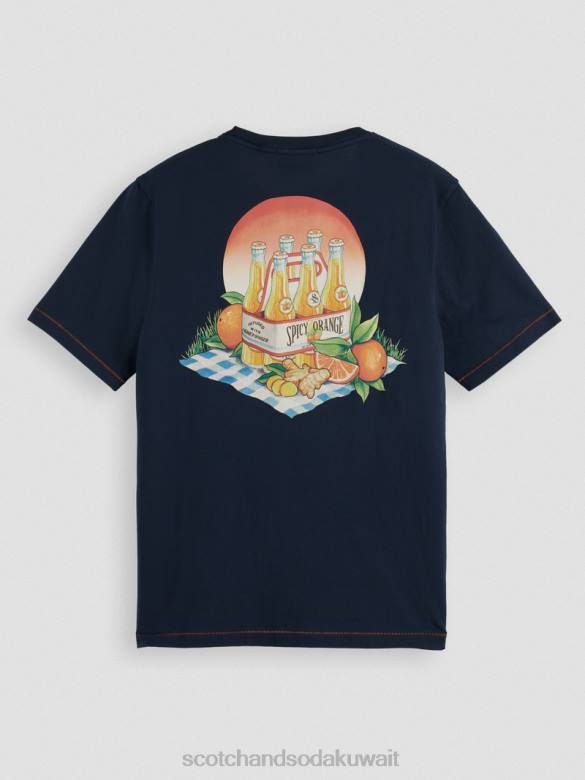 ملابس Scotch & Soda تي شيرت عمل فني مناسب عادي القوات البحرية رجال N0V4434