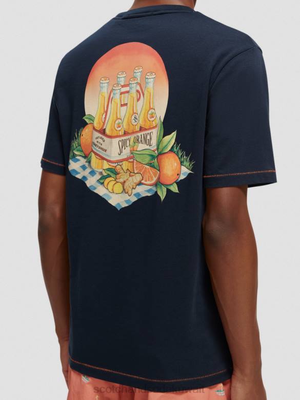 ملابس Scotch & Soda تي شيرت عمل فني مناسب عادي القوات البحرية رجال N0V4434