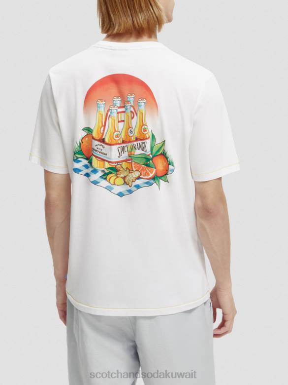 ملابس Scotch & Soda تي شيرت عمل فني مناسب عادي أبيض رجال N0V4435