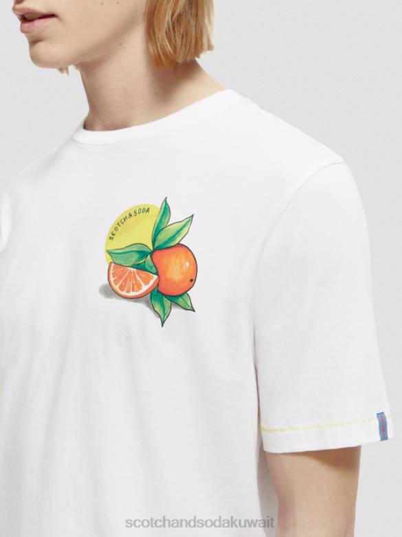 ملابس Scotch & Soda تي شيرت عمل فني مناسب عادي أبيض رجال N0V4435