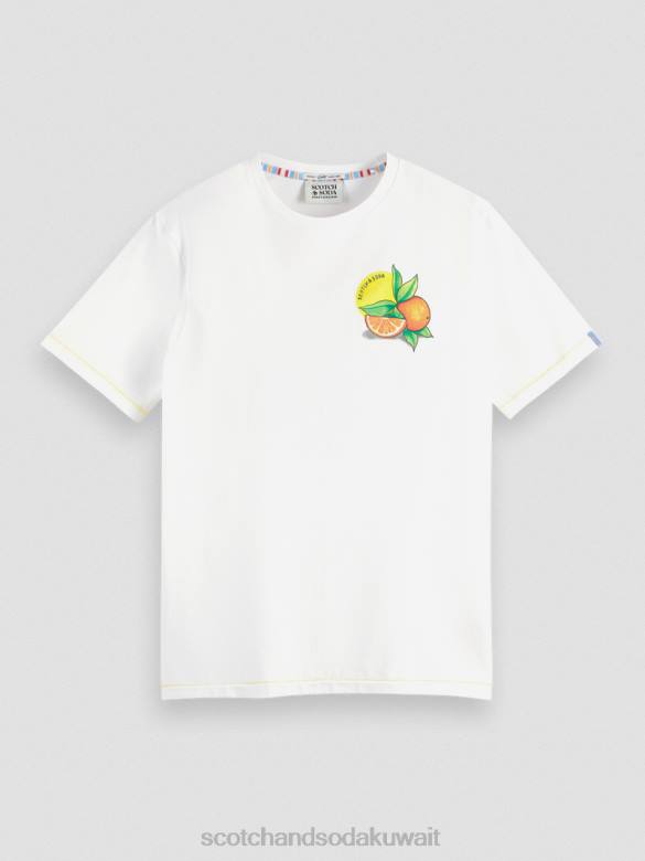 ملابس Scotch & Soda تي شيرت عمل فني مناسب عادي أبيض رجال N0V4435