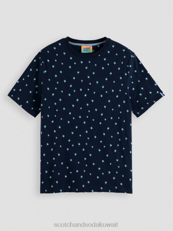 ملابس Scotch & Soda تي شيرت مطبوع بقصة عادية القوات البحرية رجال N0V4436