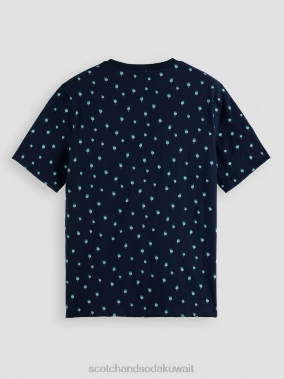 ملابس Scotch & Soda تي شيرت مطبوع بقصة عادية القوات البحرية رجال N0V4436