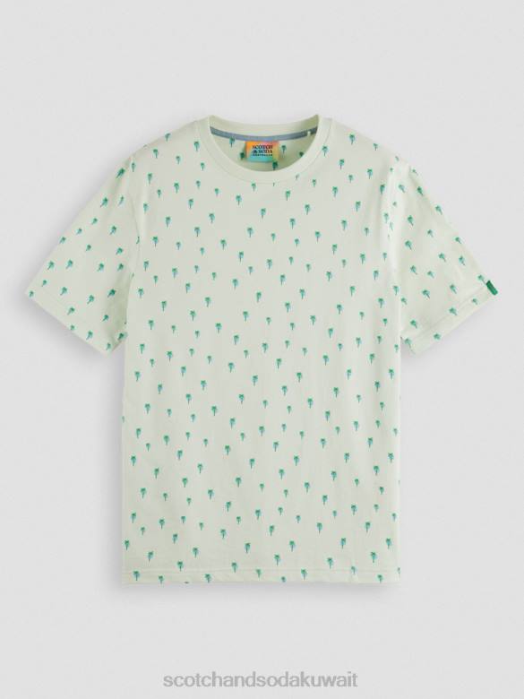 ملابس Scotch & Soda تي شيرت مطبوع بقصة عادية نعناع رجال N0V4437