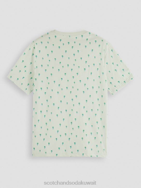 ملابس Scotch & Soda تي شيرت مطبوع بقصة عادية نعناع رجال N0V4437