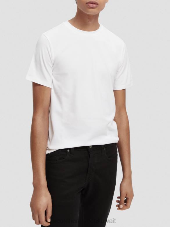 ملابس Scotch & Soda تي شيرت من القطن العضوي أبيض رجال N0V4442