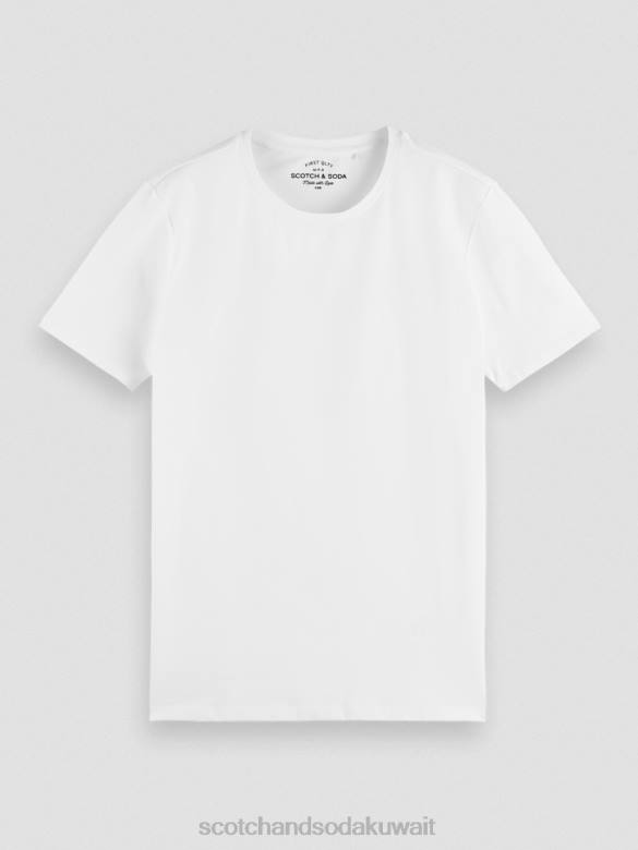ملابس Scotch & Soda تي شيرت من القطن العضوي أبيض رجال N0V4442