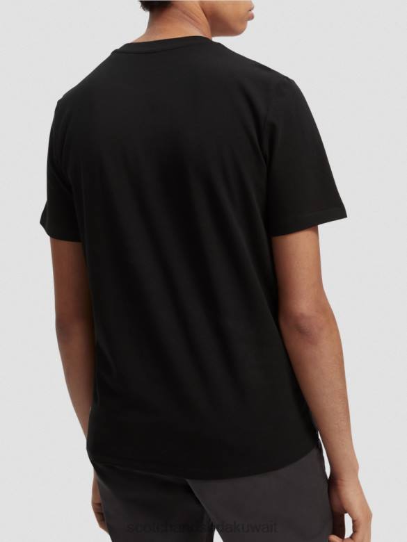 ملابس Scotch & Soda تي شيرت من القطن العضوي أسود رجال N0V4443