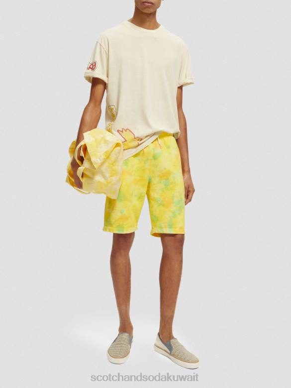 ملابس Scotch & Soda تي شيرت عمل فني مغسول قبالة الأبيض رجال N0V4446