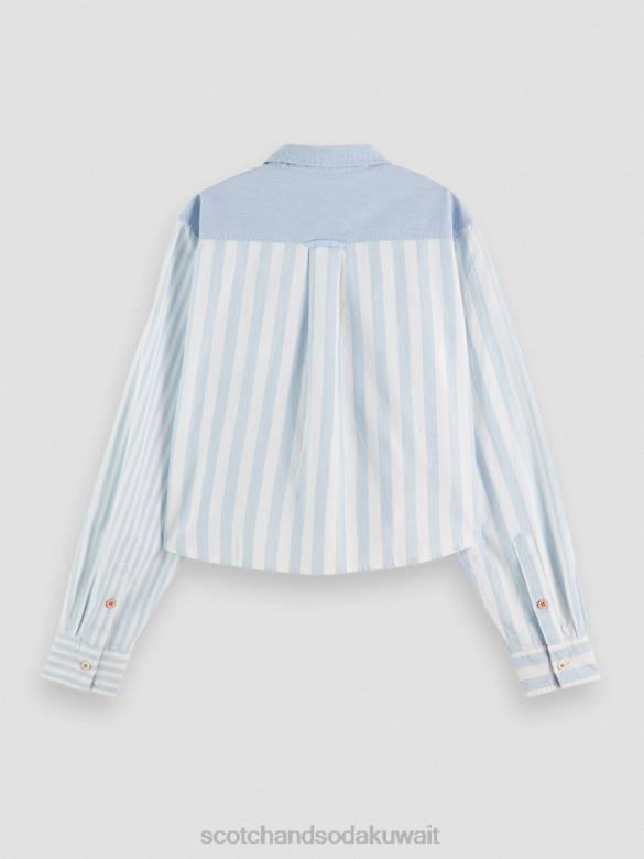 ملابس Scotch & Soda قميص قصير بقصة مربعة الشكل البحر الأزرق نحيف N0V444