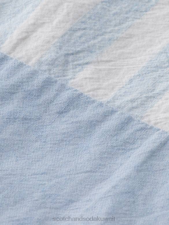 ملابس Scotch & Soda قميص قصير بقصة مربعة الشكل البحر الأزرق نحيف N0V444