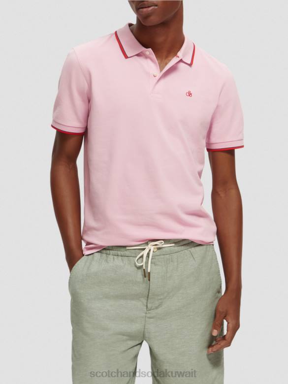 ملابس Scotch & Soda بولو من القطن العضوي الحجر الوردي رجال N0V4450