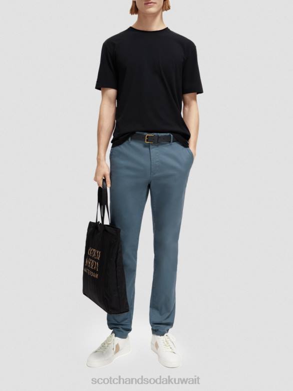ملابس Scotch & Soda تي شيرت من القطن العضوي ذو قصة مريحة بحافة خام أسود رجال N0V4453