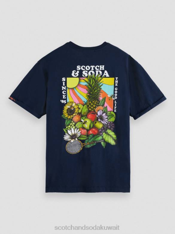 ملابس Scotch & Soda تي شيرت عمل فني مريح القوات البحرية رجال N0V4457