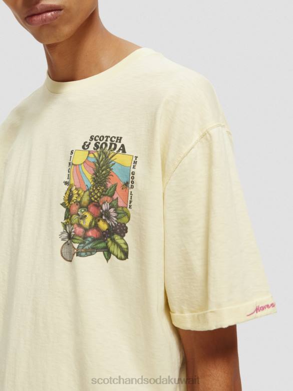ملابس Scotch & Soda تي شيرت عمل فني مريح موز رجال N0V4458