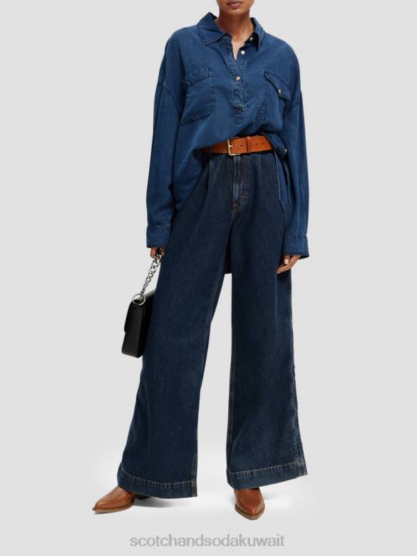 ملابس Scotch & Soda قميص نيلي مغسول النيلي المغسول نحيف N0V445