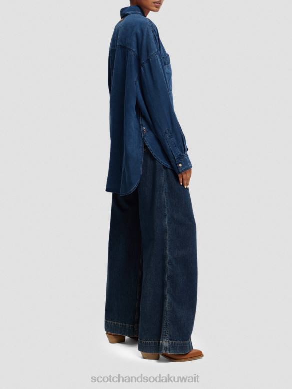 ملابس Scotch & Soda قميص نيلي مغسول النيلي المغسول نحيف N0V445