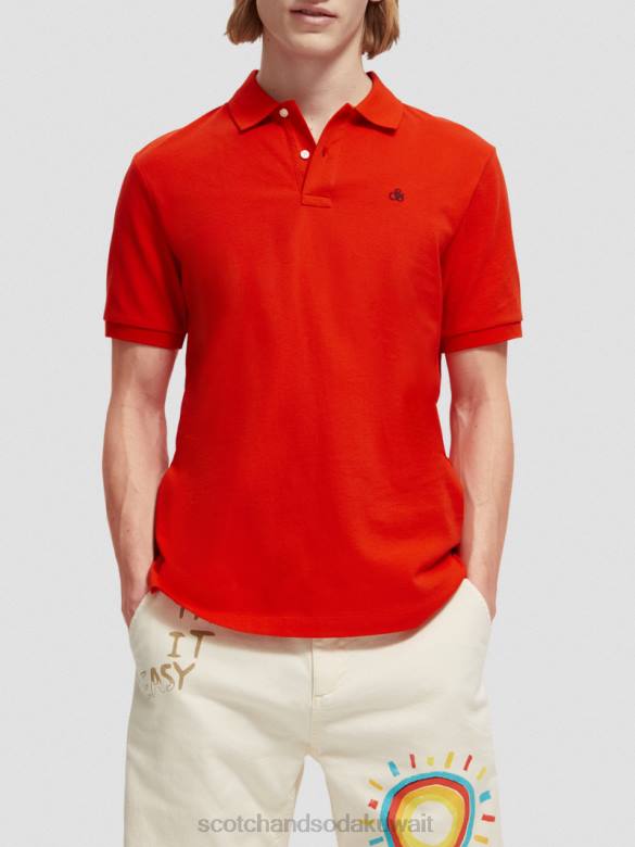 ملابس Scotch & Soda بولو بيكيه من القطن العضوي الفلفل الأحمر الحار رجال N0V4463