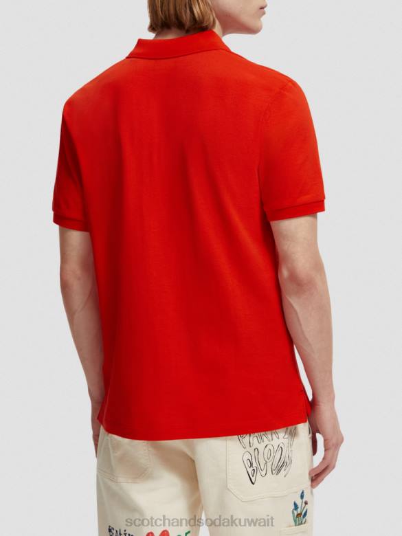 ملابس Scotch & Soda بولو بيكيه من القطن العضوي الفلفل الأحمر الحار رجال N0V4463
