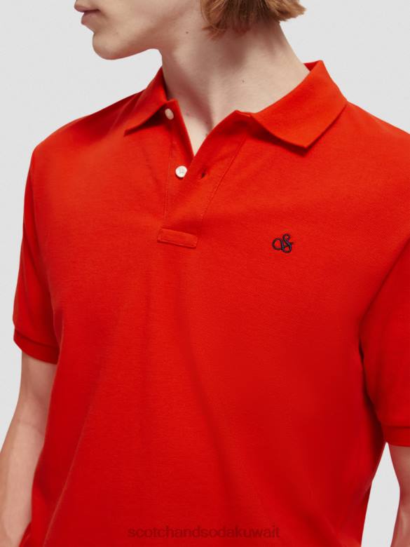 ملابس Scotch & Soda بولو بيكيه من القطن العضوي الفلفل الأحمر الحار رجال N0V4463