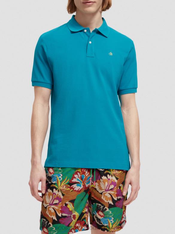 ملابس Scotch & Soda بولو بيكيه من القطن العضوي الفيروز رجال N0V4465