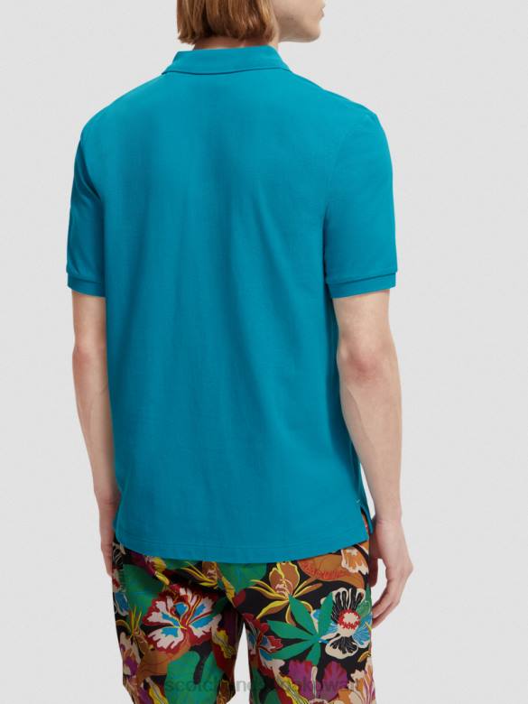 ملابس Scotch & Soda بولو بيكيه من القطن العضوي الفيروز رجال N0V4465