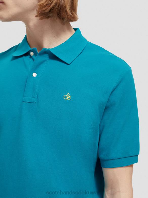 ملابس Scotch & Soda بولو بيكيه من القطن العضوي الفيروز رجال N0V4465