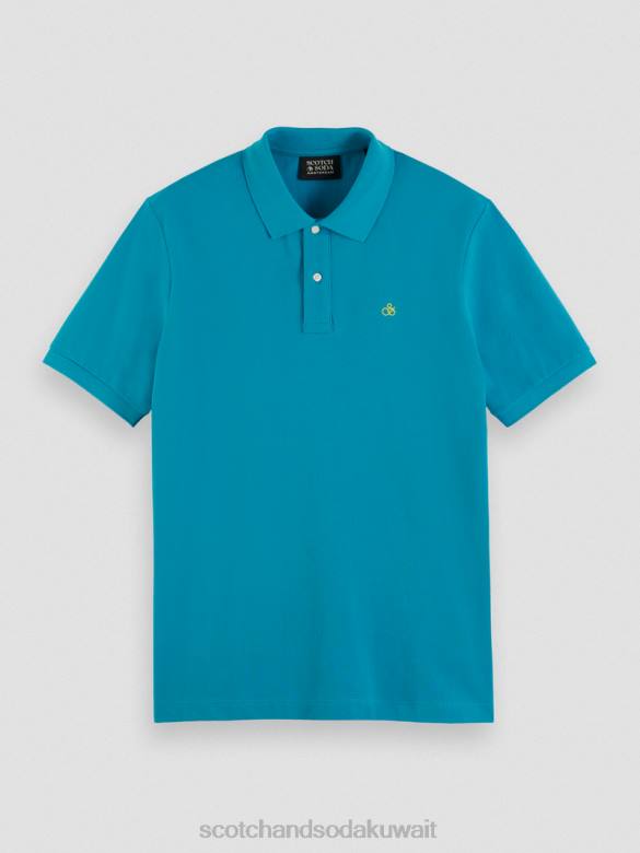 ملابس Scotch & Soda بولو بيكيه من القطن العضوي الفيروز رجال N0V4465