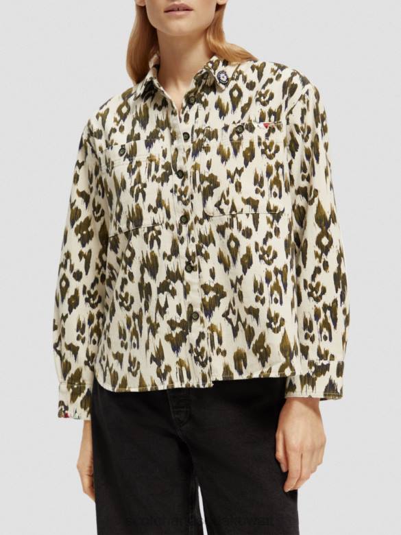 ملابس Scotch & Soda قميص عسكري نحى إيكات الجيش الأخضر نحيف N0V447