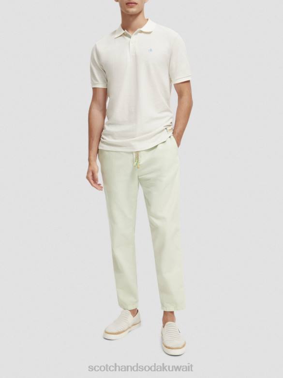 ملابس Scotch & Soda بولو من القطن العضوي مزيج الدنيم الأبيض رجال N0V4470