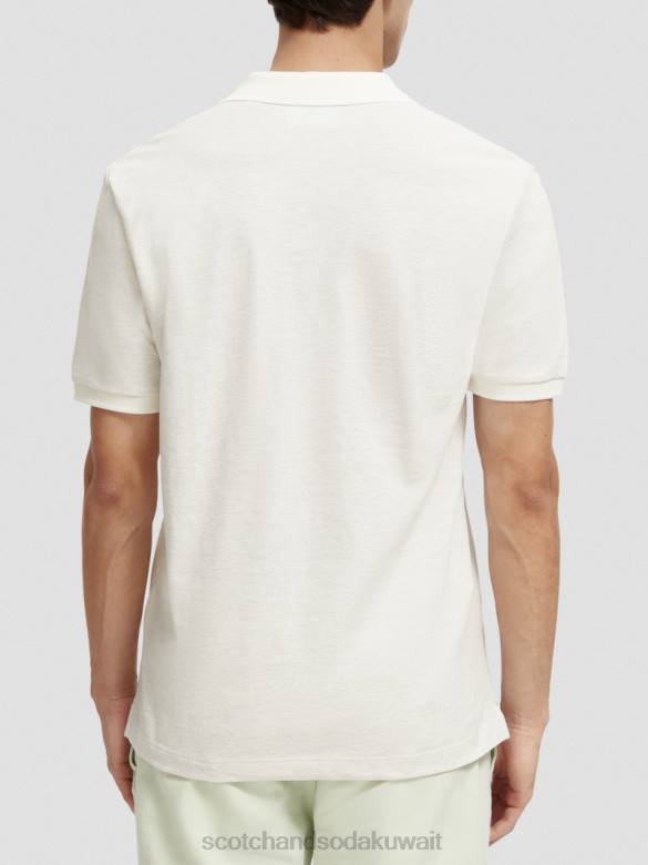 ملابس Scotch & Soda بولو من القطن العضوي مزيج الدنيم الأبيض رجال N0V4470