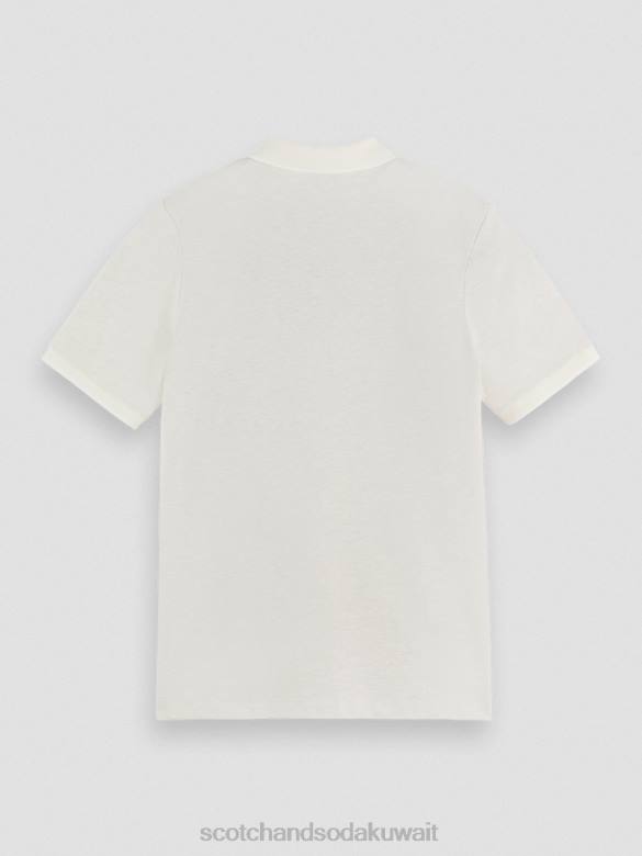 ملابس Scotch & Soda بولو من القطن العضوي مزيج الدنيم الأبيض رجال N0V4470