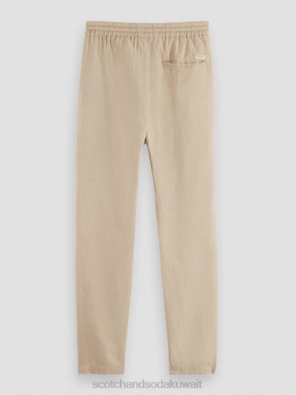 ملابس Scotch & Soda بنطال رياضي من الكتان المخلوط بساق مستقيمة من وارن رمل رجال N0V4473