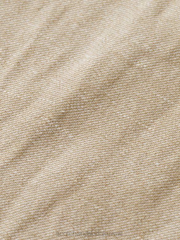 ملابس Scotch & Soda بنطال رياضي من الكتان المخلوط بساق مستقيمة من وارن رمل رجال N0V4473