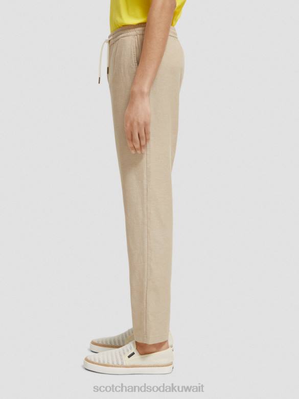 ملابس Scotch & Soda بنطال رياضي من الكتان المخلوط بساق مستقيمة من وارن رمل رجال N0V4473