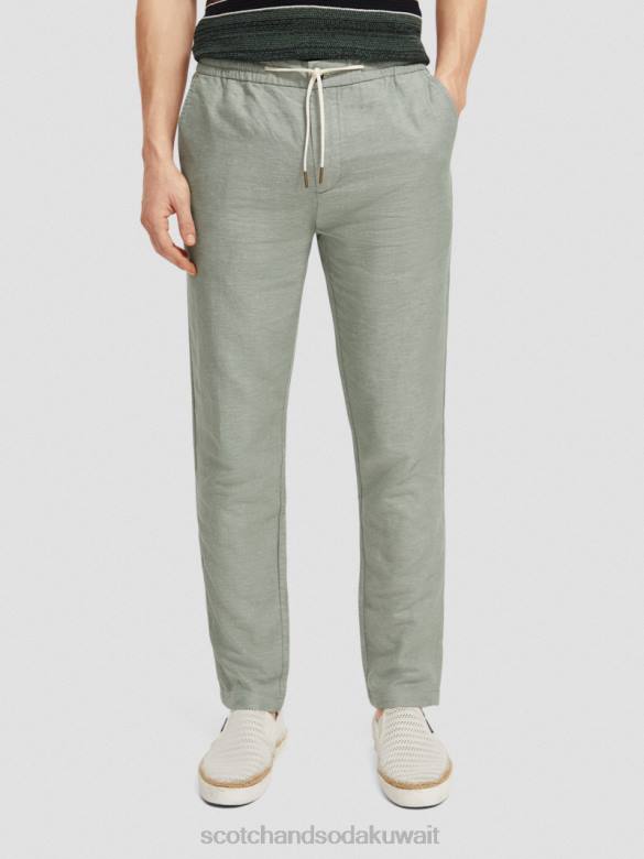 ملابس Scotch & Soda بنطال رياضي من الكتان المخلوط بساق مستقيمة من وارن جيش رجال N0V4474
