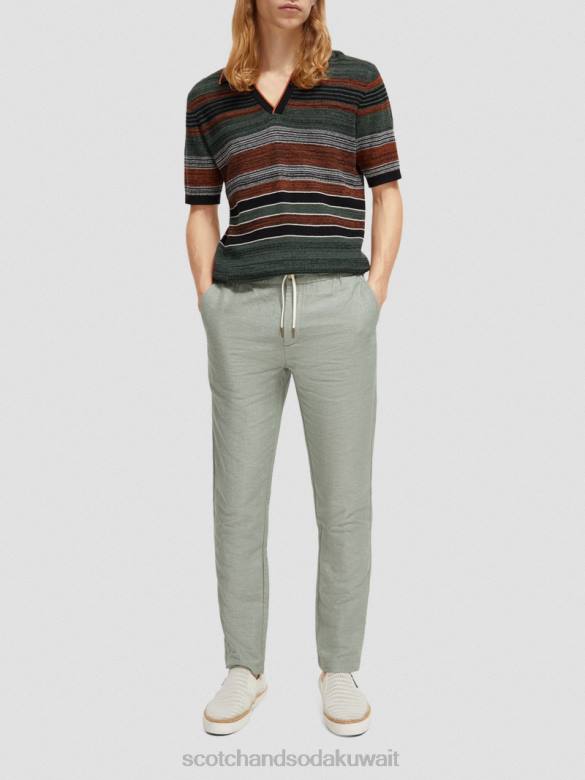 ملابس Scotch & Soda بنطال رياضي من الكتان المخلوط بساق مستقيمة من وارن جيش رجال N0V4474