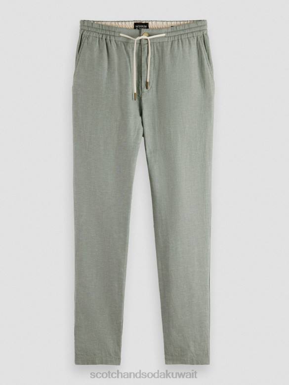 ملابس Scotch & Soda بنطال رياضي من الكتان المخلوط بساق مستقيمة من وارن جيش رجال N0V4474