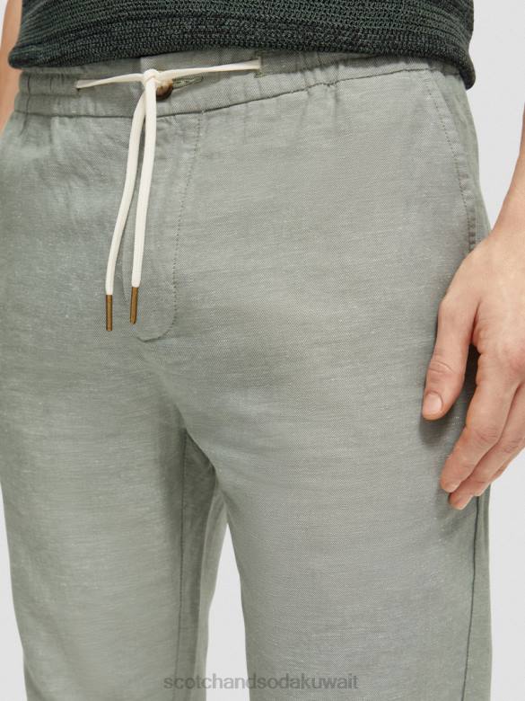 ملابس Scotch & Soda بنطال رياضي من الكتان المخلوط بساق مستقيمة من وارن جيش رجال N0V4474