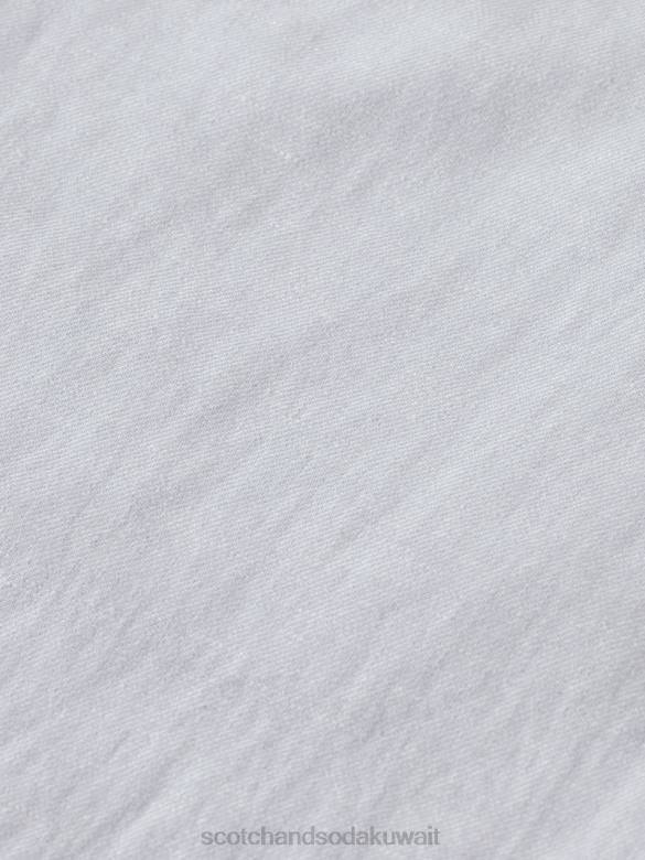 ملابس Scotch & Soda بنطال رياضي من الكتان المخلوط بساق مستقيمة من وارن رمادي فاتح رجال N0V4477