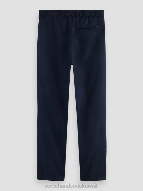 ملابس Scotch & Soda بنطال رياضي من الكتان المخلوط بساق مستقيمة من وارن البحرية رجال N0V4478